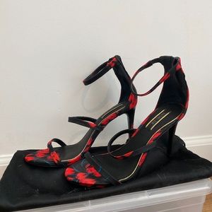 Rachel Zoe Black/Red Floral High Heels